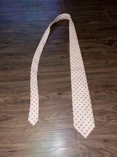 Ferrell Reed for Club Room Tie Mens Pink Linen Paisley Handmade Printed in Italy