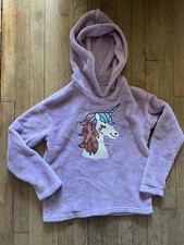BCBG Girls Purple Sequin Plush Unicorn Long Sleeve Pullover Hoodie Size M 10/12