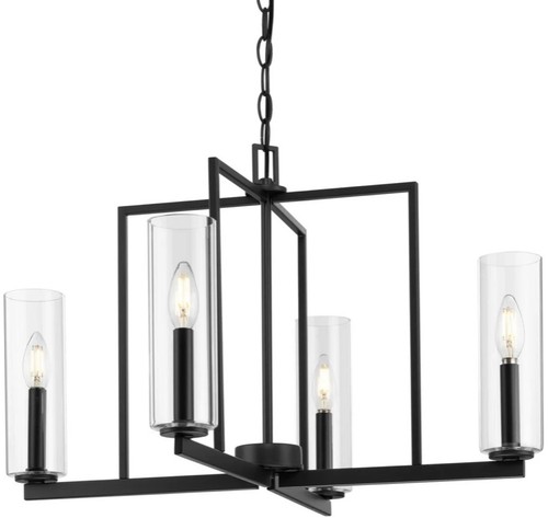 Progress Lighting Glennaire 4-Light Matte Black Modern/Contemporary Chandelier - Picture 3 of 9