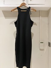 AX Paris Black Lace-Up Side Bodycon Midi Dress – Zip Back – Stretch