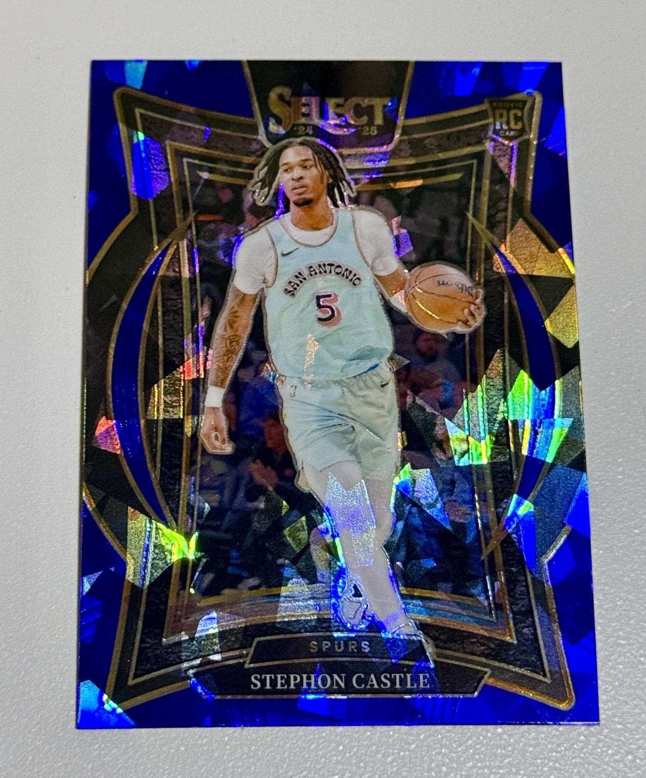 2024-25 Panini Select - Concourse Stephon Castle #72 Blue Cracked Ice Prizm (RC)