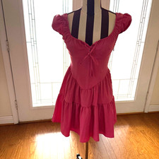 PrettyLittleThing Corset Detail Tie Dress Sz 2 Pink Babydoll Fairy Prairie NWT