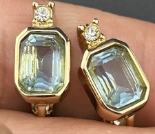Vintage Christian Dior Blue Stone Gold Tone Clip On Earrings