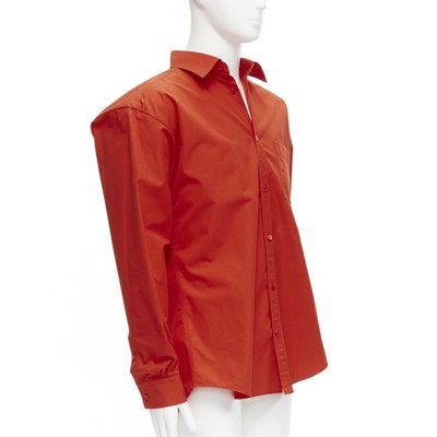 BALENCIAGA Cocoon red swing collar 3D cut oversized button down shirt