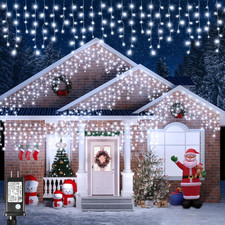 Icicle Lights for Outside, 33FT 400 LED Icicle Christmas Lights Outdoor with 8 M