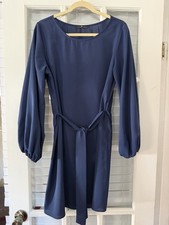 Emery Rose Women’s L Blue Long Sleeve Tie Waist Belted Shift Dress | SKU 0061