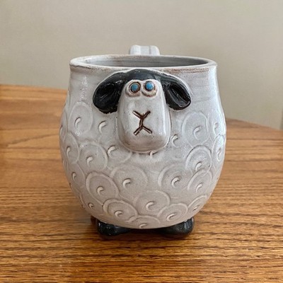 Mudworks USA Sheep  Wooliam  3D Coffee Cup Mug Gray Clay