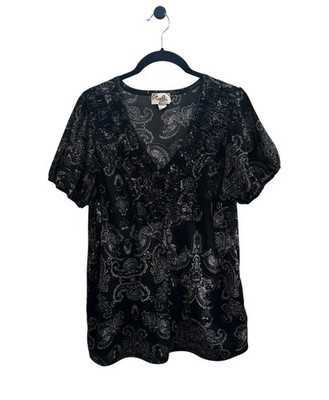 Vintage Lavish Paris Paisley Mesh Blouse Ruffle Whimsigoth Fairy Grunge Size 1X