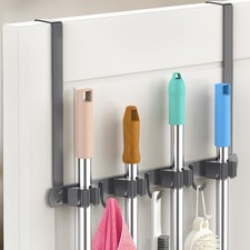 Broom Holder Over The Door-304 Stainless Steel Mop and Broom Holder Wall Moun...