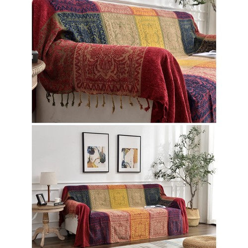 Boho Throw Blanket, Chenille Jacquard Tassels Throw Blankets for Bed Couch So... - Picture 6 of 9
