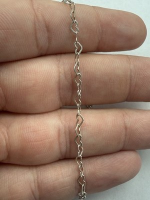 Vintage IBB Sterling Silver Minimalist 3mm Heart Link 7  Bracelet - 1.5g