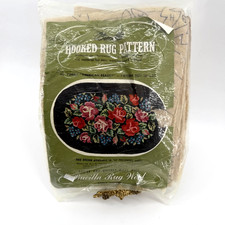 Vintage Bucilla American Beauty Rug Hooking Canvas 7366M 30x54 Stamped Kit NOS