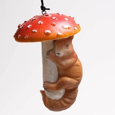 Farm Animals, Squirrel, Hanging on a Mushroom, 6.5 x 10 cm