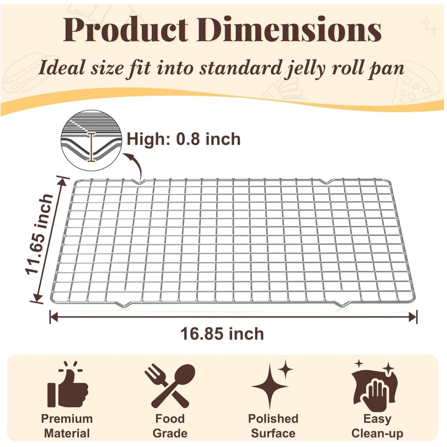 Grid Wire Rack for Cooking & Grilling - 2 Pcs