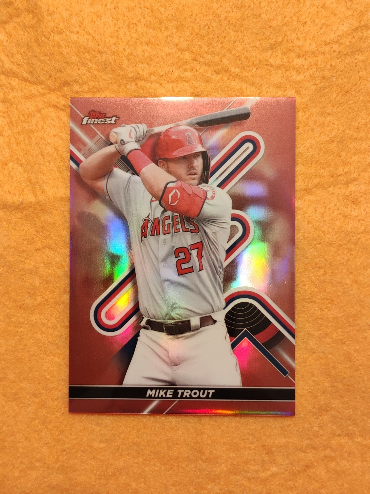 2022 Topps Finest - Rose Gold Refractor #27 Mike Trout /75 SP Angels