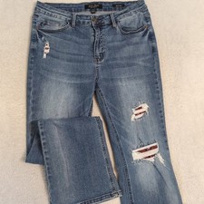 Judy Blue Jeans Womens Size 15/32 Boot Cut Mid Rise Distressed Ripped Denim Blue