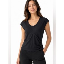 Athleta Black Ruched Performance Top | Size M...