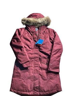 Columbia Suttle Mountain Insulated Jacket Women's S Burgundy Fur Trim Hood