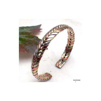 Bracelet tibétain torsadé 3 couleurs - 3 métaux BTA2 - Photo 1/2