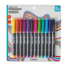 Fine Tip Permanent Markers Assorted Colors 12 Count Multicolor Set for Writing