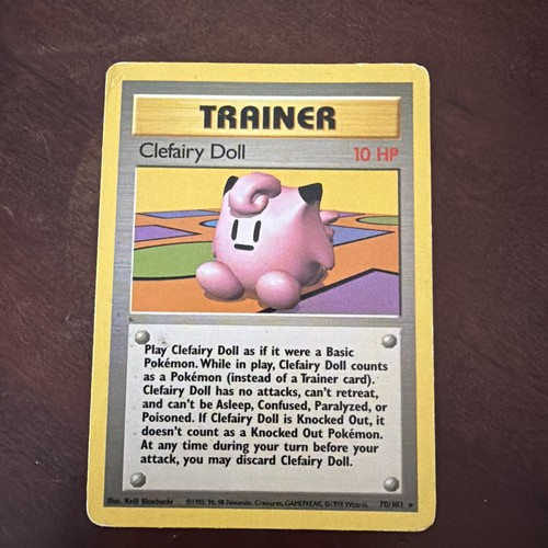 Pokémon TCG Clefairy Doll Trainer Base Set, Card 70/102, Rare MP Condition