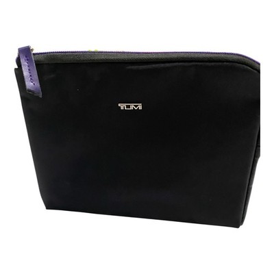 TUMI Small Black Zip Pouch Soft Sided Travel Case Toiletry Bag Purple for Delta