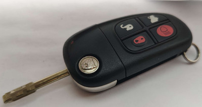 Original Jaguar gebraucht 4 Tasten Klapp Fernbedienung Schlüsselanhänger, 1x43-15K601-BJ 433Mhz!