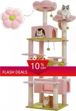 Flower Cat Tree, 72 Inches,2 Condos and Perches for Large Indoor Cats - Pink