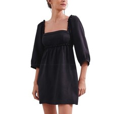 NEW ViX Paula Hermanny Isadora Beaded Knot Mini Dress SZ M Black Designer Resort