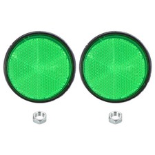 2 Pcs Round Rear Reflectors, Reflective Warning Reflector with M6 Screw Green