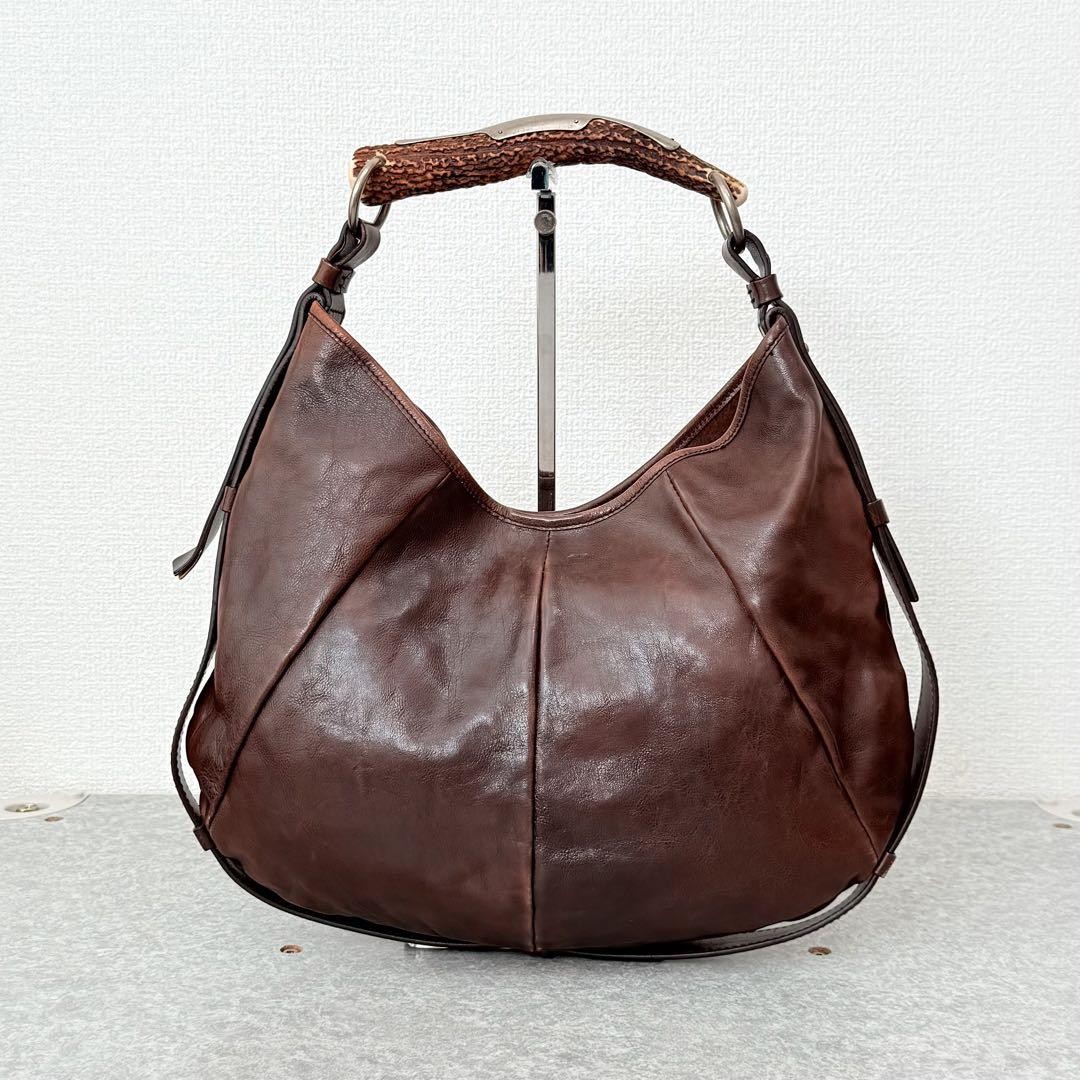Borsa Yves Saint Laurent Mombasa in pelle marrone 22 cm anni 2000 con sacchetto antipolvere Docs
