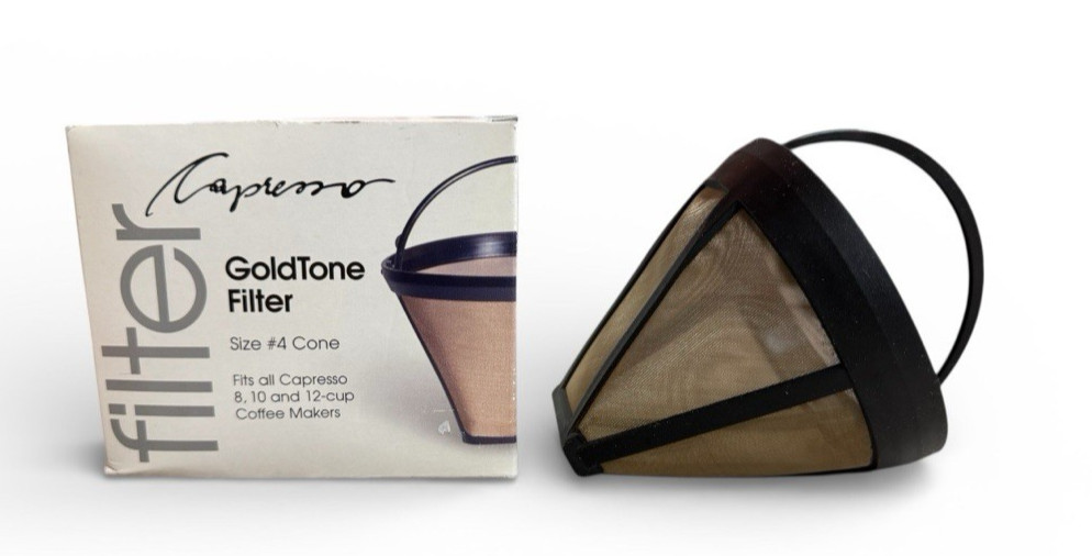 CAPRESSO Goldtone Coffee Filter #750.09 Reusable Size 4 Cone Fits 8, 10, 12 Cup