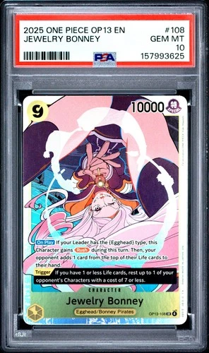 2025 ONE PIECE OP13-CARRYING ON HIS WILL #108 JEWELRY BONNEY PSA 10
