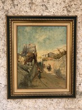 Quadro -Strada Con Figure- dipinto a olio su tavoletta
