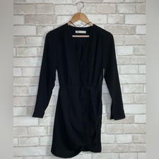 Zara Black Wrap Long Sleeve Mini Dress Size XS