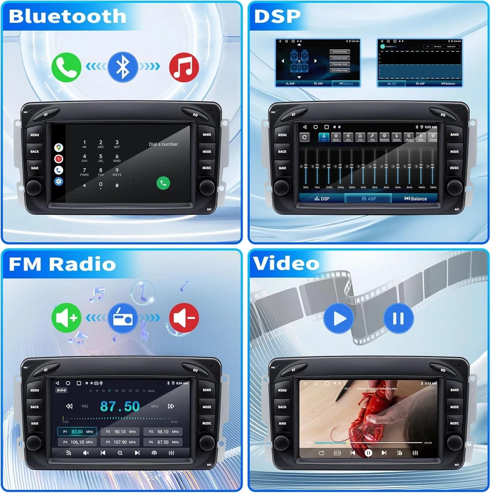 UUTouIoI Autoradio per Mercedes Benz Classe C W203 Classe G W463 CLK W209 - Immagine 3 di 4