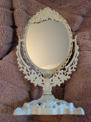 Vanity Ornate Antique Farmhouse Look Makeup Mirror - Plastic Travel  Rotatable 