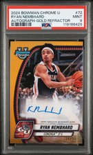 2024 Bowman Chrome U Ryan Nembhard Gold Refractor Prospect Auto /50 - PSA 9