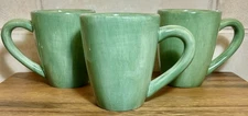 3 Tabletops Unlimited Espana Hand Painted Sage Green Coffee 12oz Mugs