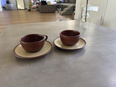 Vintage Heath Ceramics Coupe #105 Cup & Saucer Set (Pair) – Brown
