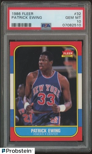 1986-87 Fleer Basketball #32 Patrick Ewing Knicks RC Rookie HOF PSA 10 GEM MINT