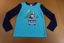 Lands End Kids Size 16 Blue Fleece Long Sleeve Holiday Graphic Pajama Top