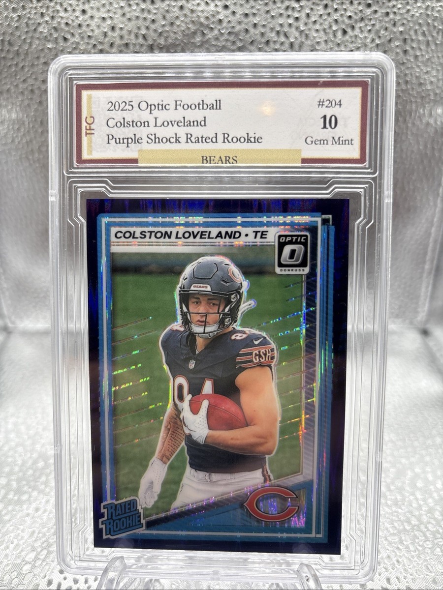 2025 Optic Football Colston Loveland Purple Shock Rated Rookie