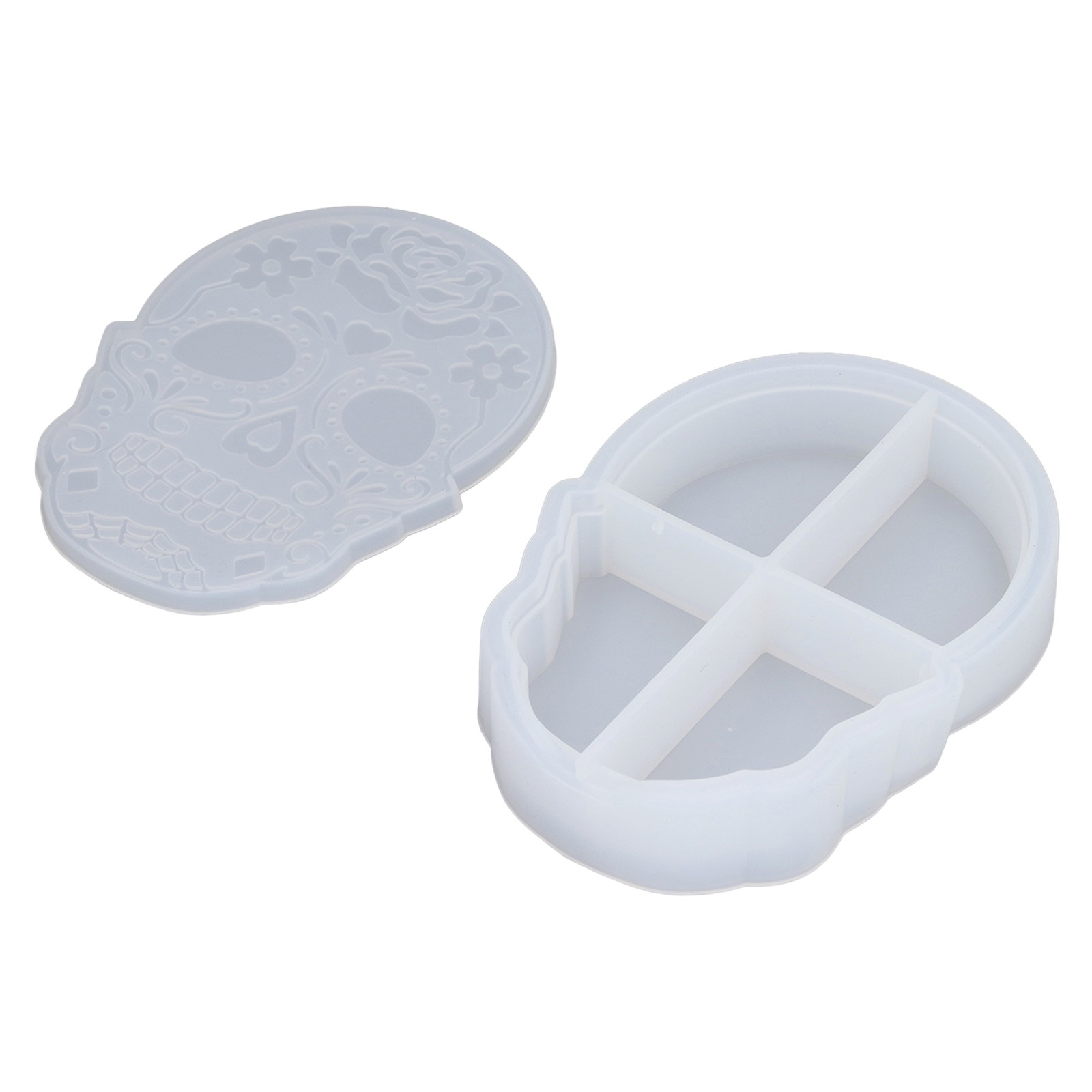 Storage Box Silicone Mold Skull Shape Easy Demolding Epoxy Resin Mold With Lid F