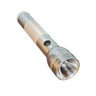 Mag Lite 10'' Flashlight Silver Aluminum Takes 2 D batteries WORKS