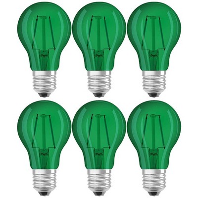 6 x Osram LED Leuchtmittel Star Classic A Decor Birne 1,6W E27 136lm 7500K Grün
