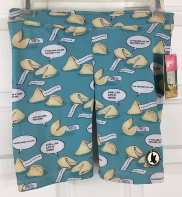 Flow Society Girls Lacrosse Compression Shorts Size Small Blue Fortune Cookies