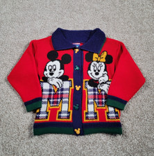 Vintage 90s Disney Mickey Mouse Sweater Cardigan Small Minnie Buttons Girls Kids