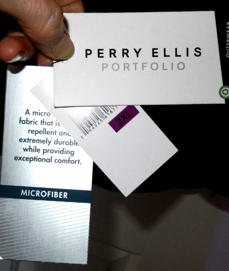 Perry Ellis Portfolio Water Repellant Soft Microfiber Jacket-XXL, black NWT - Image 3 of 4