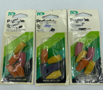 (3 Pak) 1977 Vintage Pedigree Pencil Eraser Empire Berol USA NOS Made in USA NEW